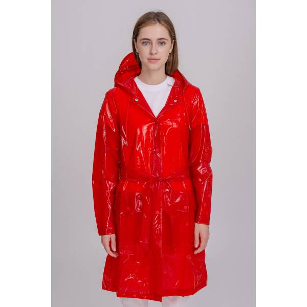  Плащ Rains Transparent Belt Jacket Glossy Red Мануфактура outlet village 
